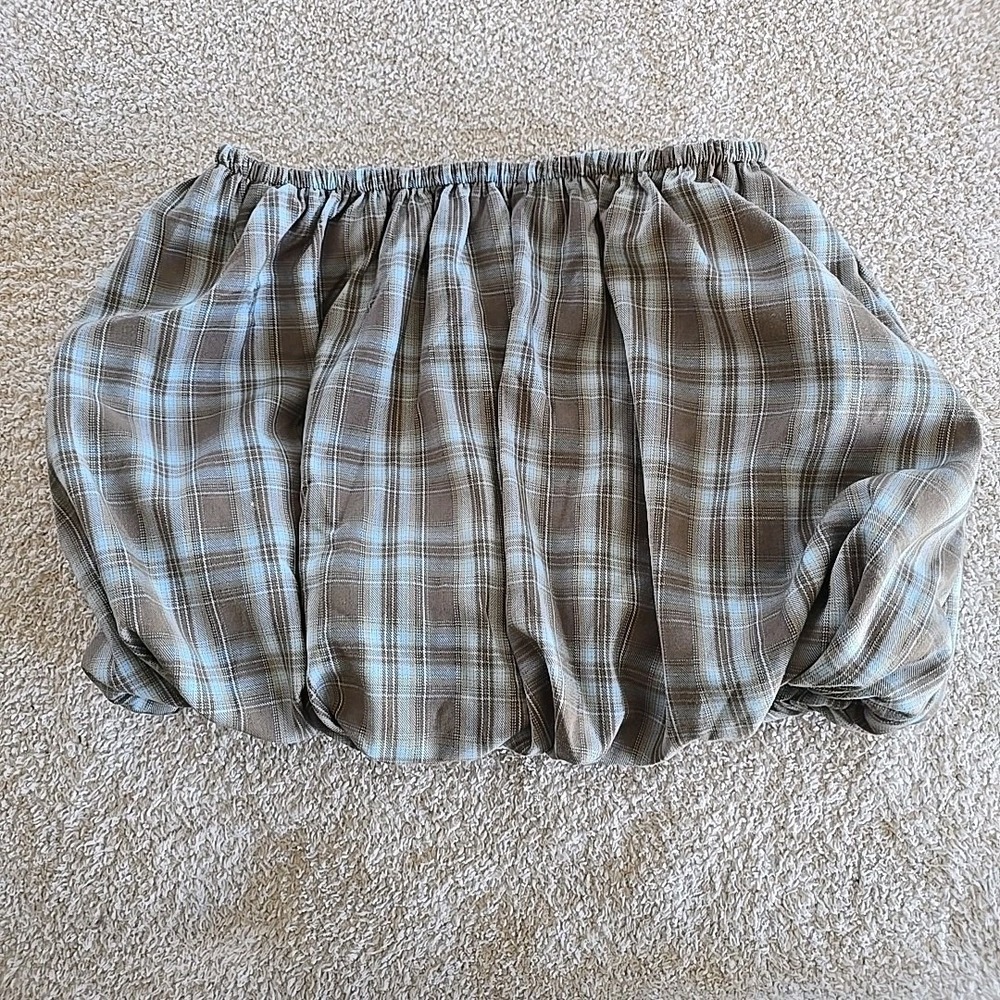 Pretty Little Thing Blue Check Puffball Mini Skirt Juniors Sz 2 NWT Y2K 90s Vibe